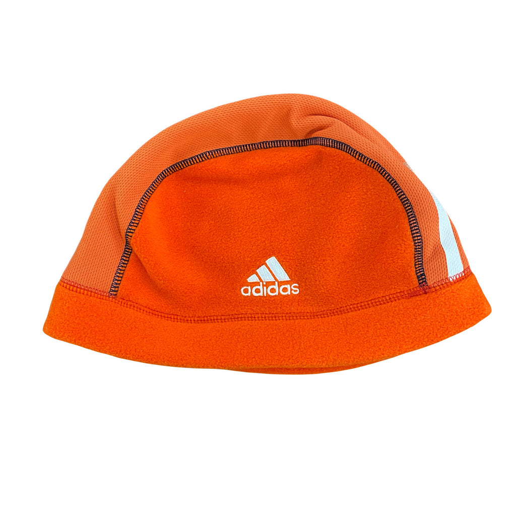 adidas　アディダス　ビーニー　フリースキャップ　パフォーマンスロゴ　オレンジ　OSFXサイズ 帽子 レディース ポリエステル 古着