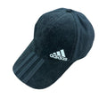 adidas　アディダス　6パネルキャップ　コーデュロイベースボールキャップ　デカロゴ　黒　ブラック　フリーサイズ　古着