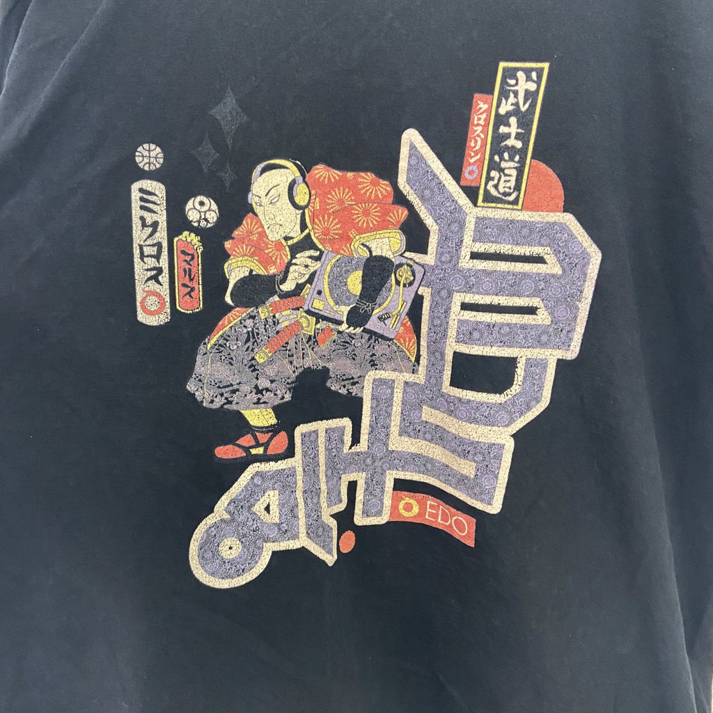 American Apparel　半袖プリントTシャツ　武士道　和柄　黒　ブラック　Lサイズ　古着