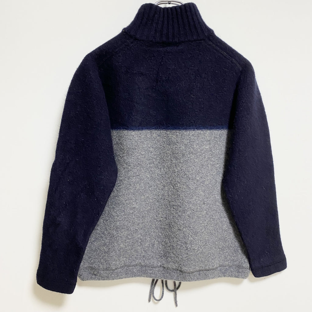 KAPPA カッパ　長袖ハーフジップニット　セーター　ネイビー　紺　グレー　灰色　バイカラー　ヴィンテージ　レトロ　古着