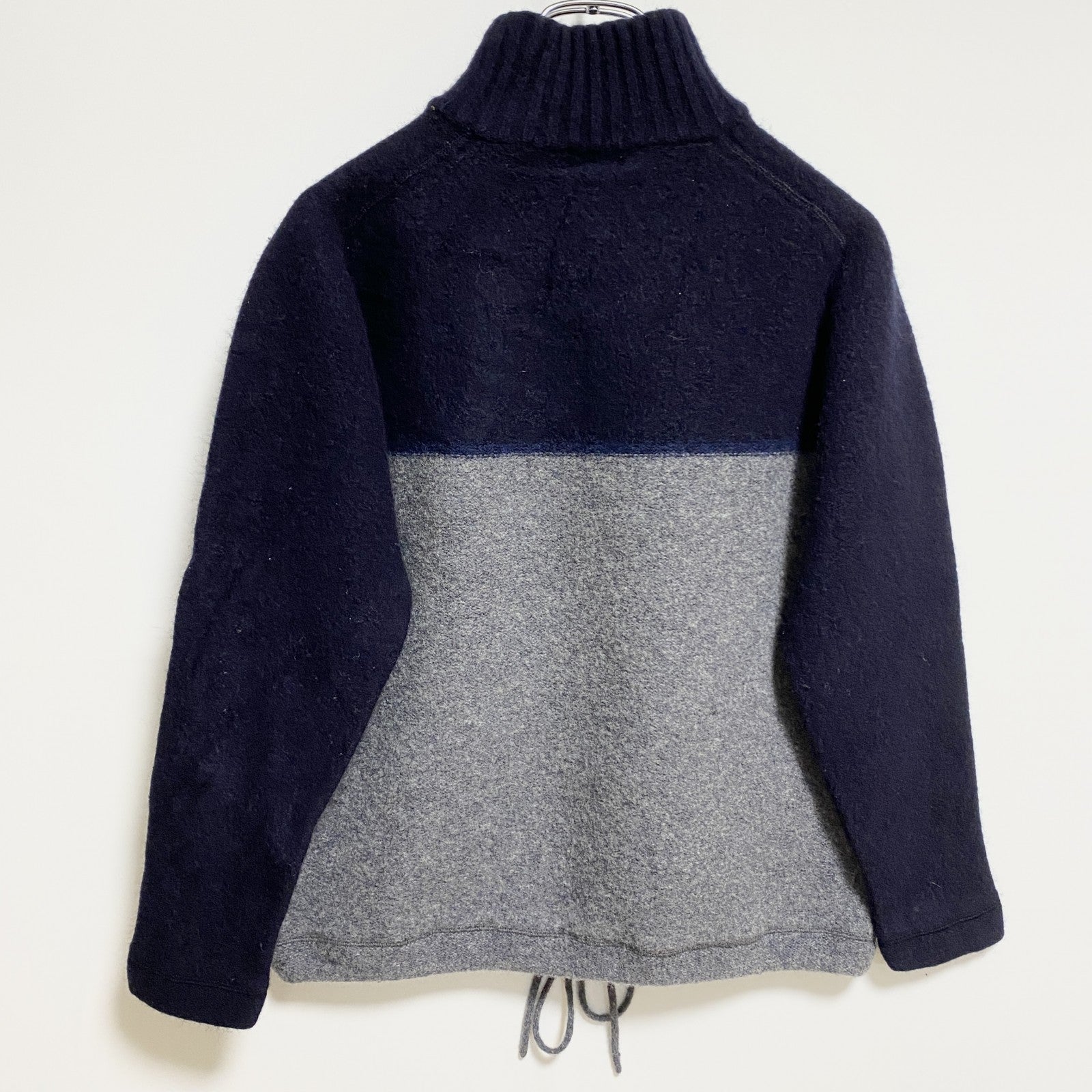 KAPPA カッパ　長袖ハーフジップニット　セーター　ネイビー　紺　グレー　灰色　バイカラー　ヴィンテージ　レトロ　古着
