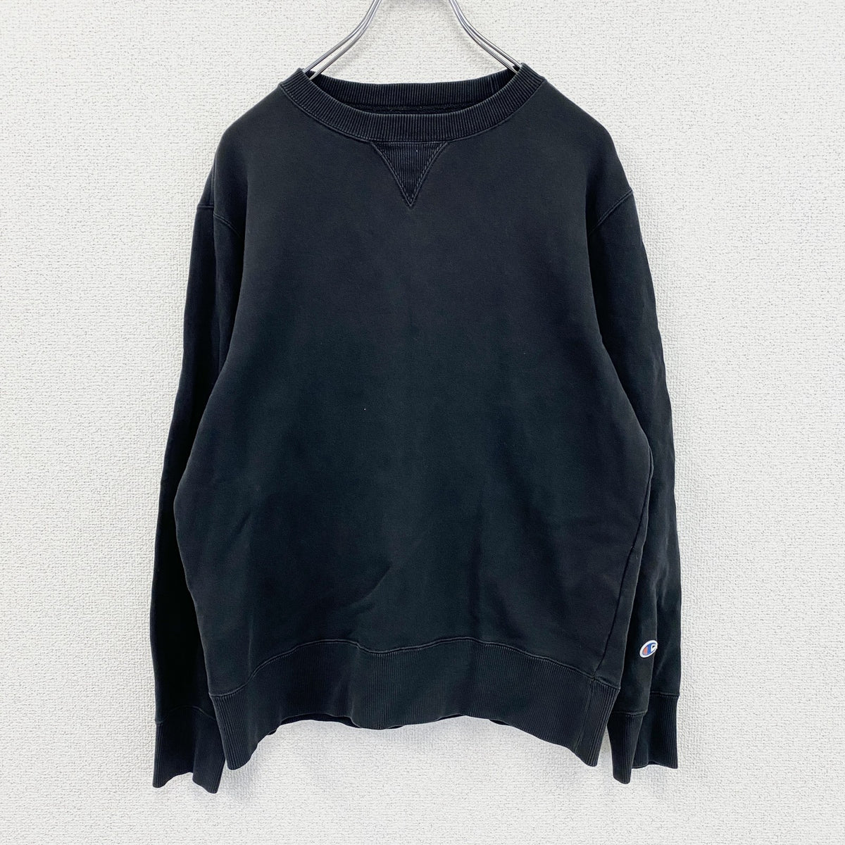 Champion　チャンピオン　スウェット/トレーナー　前V　黒　ブラック　Lサイズ　古着