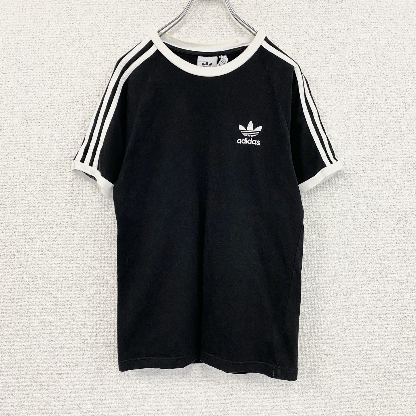 adidas　アディダス　3-STRIPES　スリーストライプス　半袖Tシャツ　トレフォイルロゴ　黒　ブラック　Sサイズ　