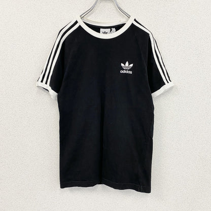 adidas　アディダス　3-STRIPES　スリーストライプス　半袖Tシャツ　トレフォイルロゴ　黒　ブラック　Sサイズ　
