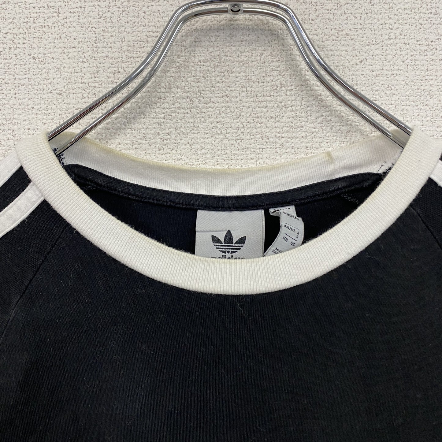 adidas　アディダス　3-STRIPES　スリーストライプス　半袖Tシャツ　トレフォイルロゴ　黒　ブラック　Sサイズ　