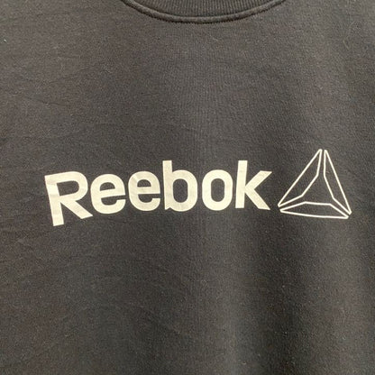 古着 used　Reebok　リーボック　長袖クルーネックスウェット　トレーナー　ロゴプリント　黒　ブラック　秋冬服　Lサイズ