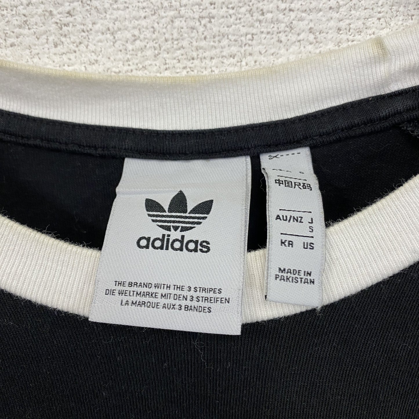 adidas　アディダス　3-STRIPES　スリーストライプス　半袖Tシャツ　トレフォイルロゴ　黒　ブラック　Sサイズ　