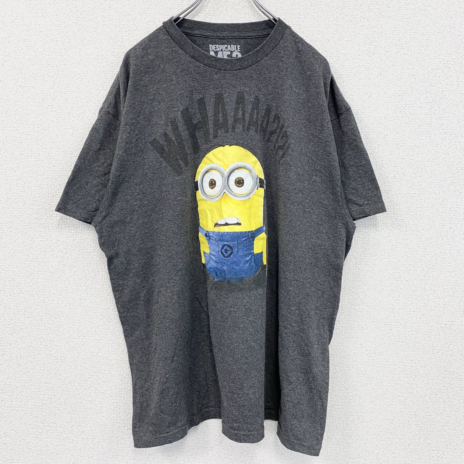 ME2　ミニオン　半袖プリントTシャツ　灰色　グレー　XLサイズ　古着