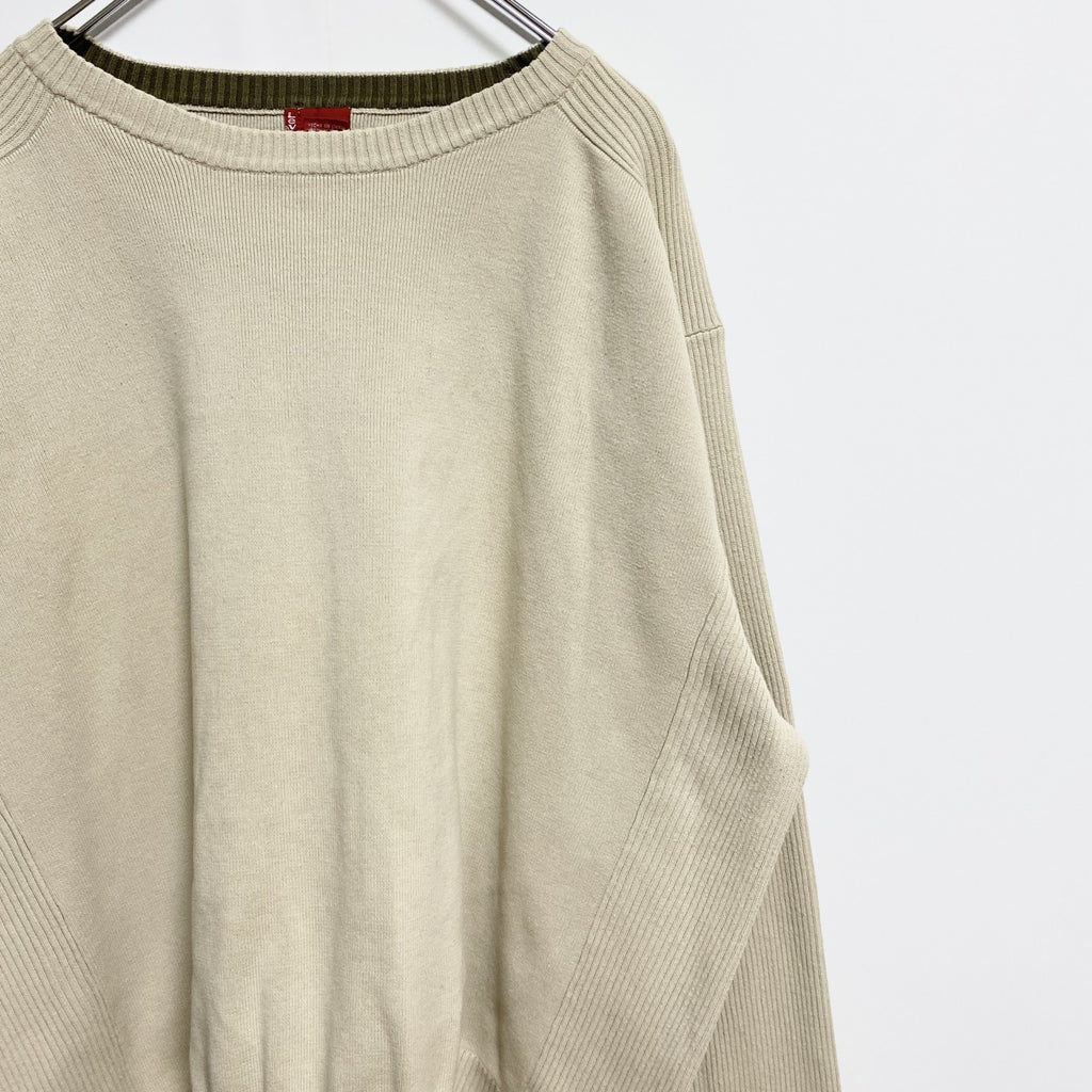 LEVI’S　リーバイス　長袖クルーネックニット　セーター　ノームコア　ベージュ　ビッグシルエット　2XLサイズ　古着