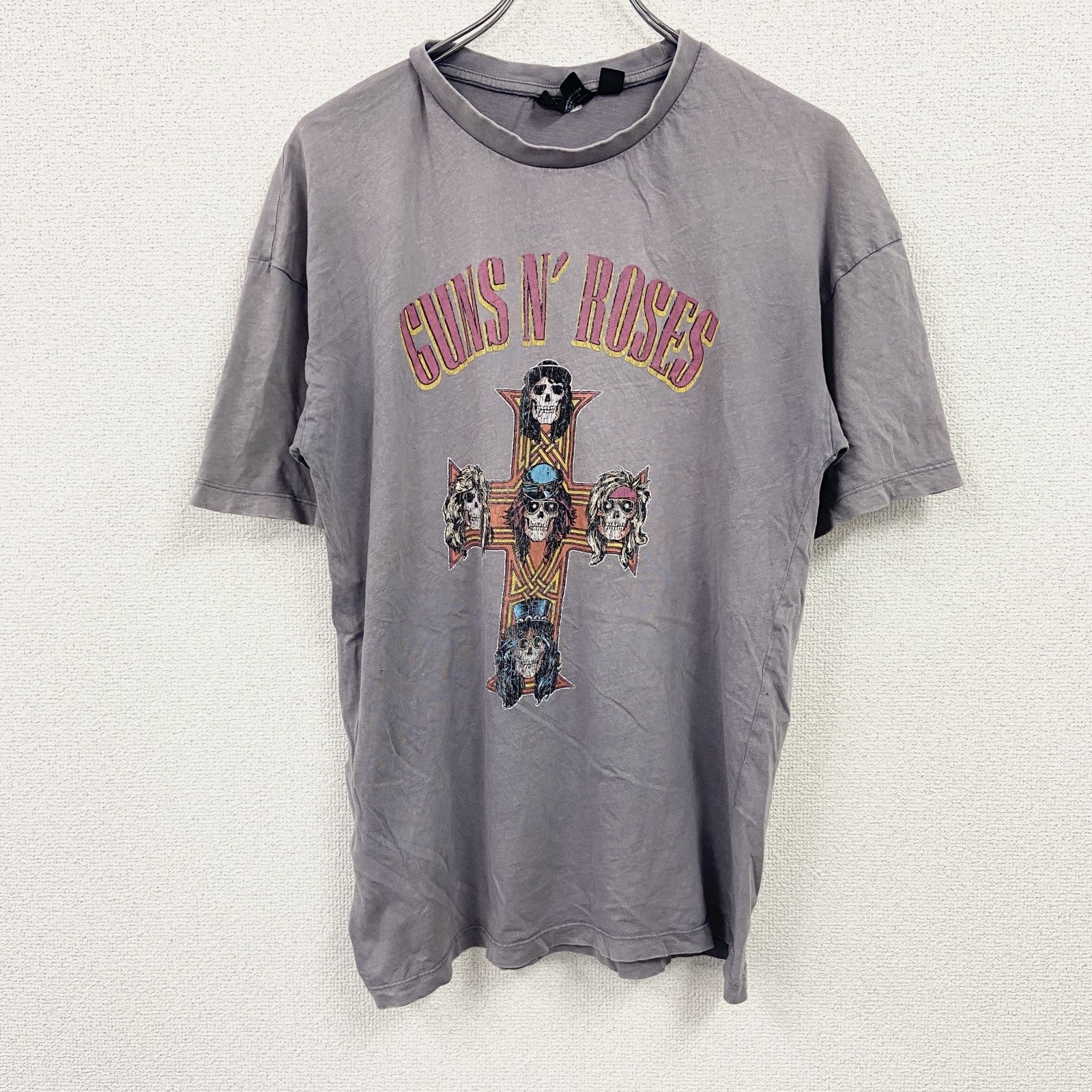 GUNS N ROSES　ガンズ・アンド・ローゼズ　半袖Tシャツ　バンT　紫　パープル　2XSサイズ　古着