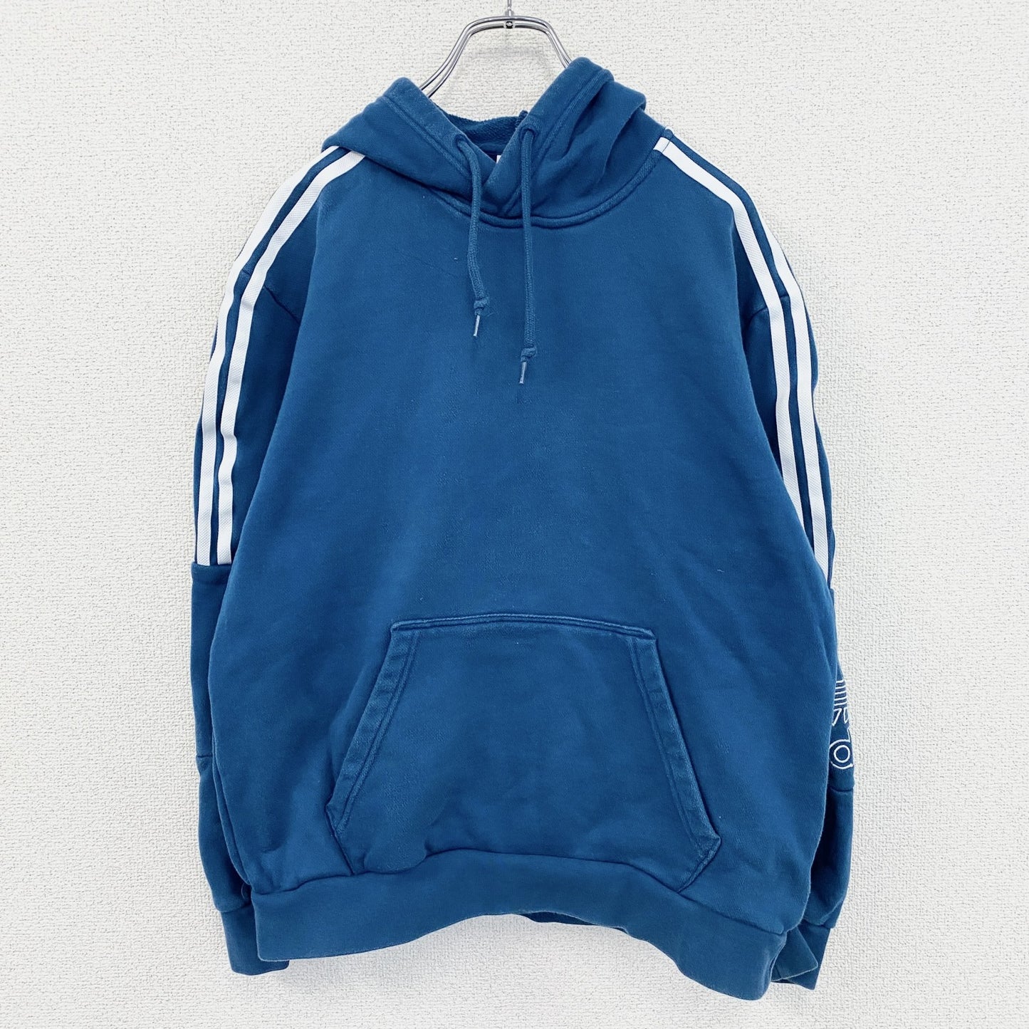 adidas　アディダス　スウェットパーカー/フーディー　トレフォイルロゴ　デカロゴ　青　ブルー　Oサイズ