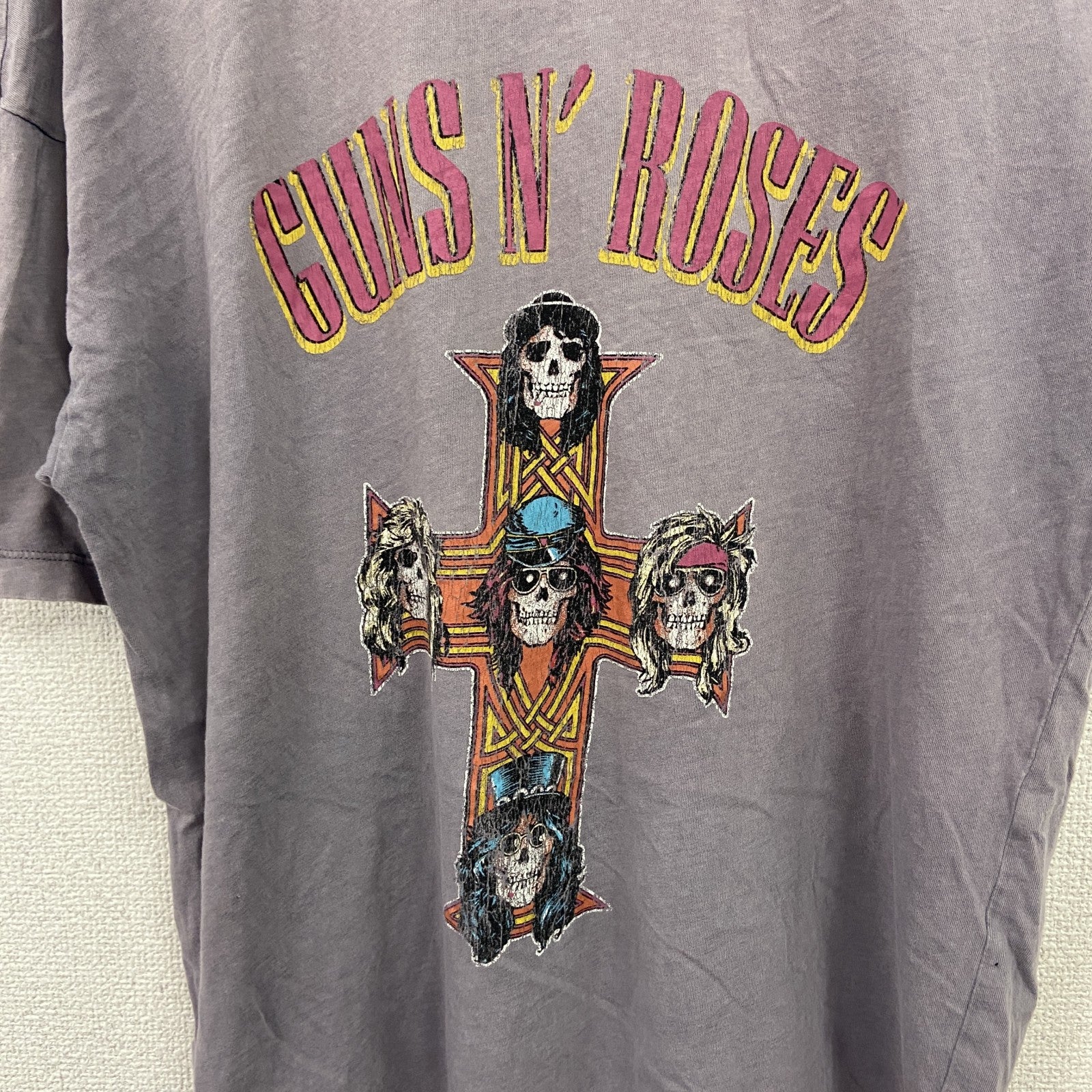 GUNS N ROSES　ガンズ・アンド・ローゼズ　半袖Tシャツ　バンT　紫　パープル　2XSサイズ　古着