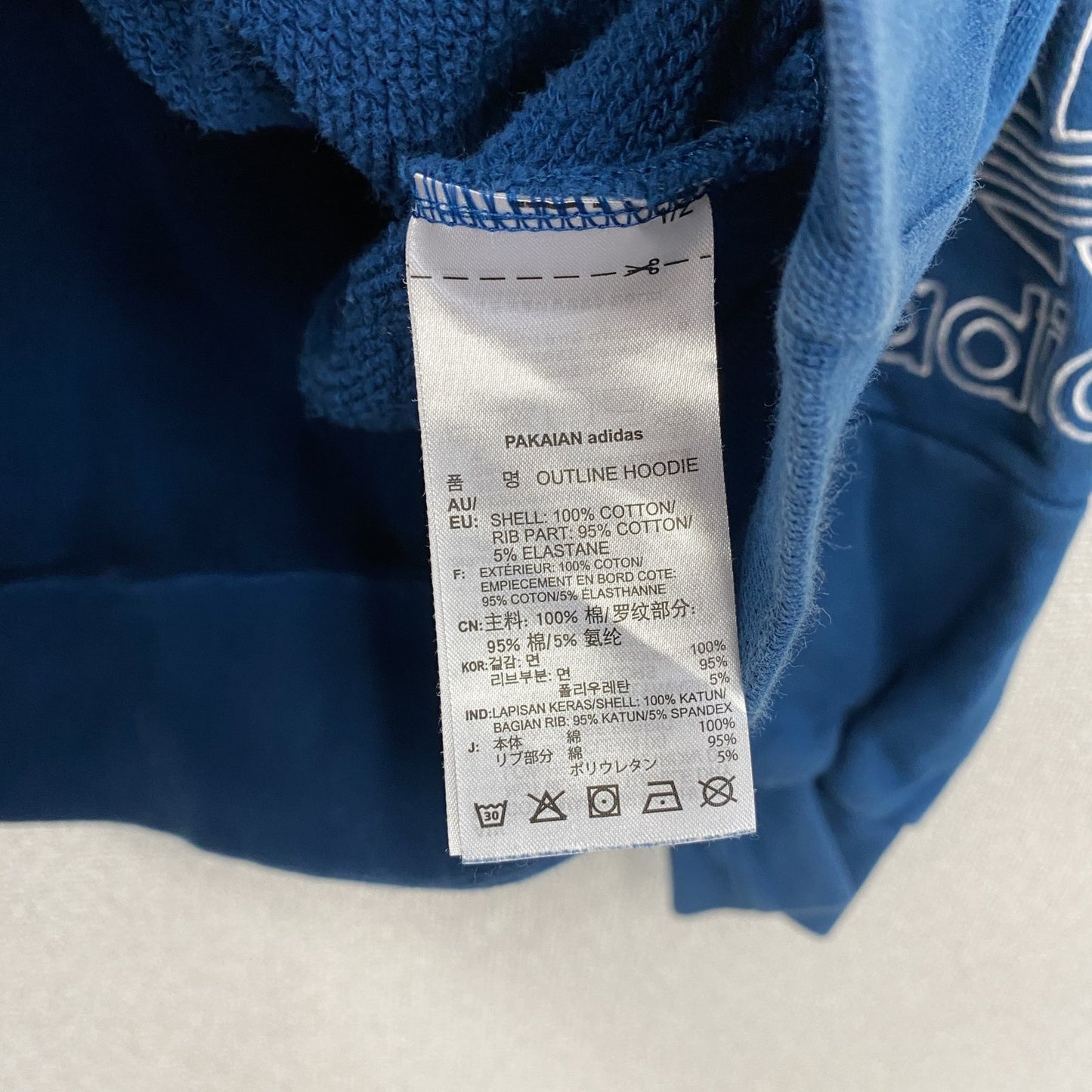 adidas　アディダス　スウェットパーカー/フーディー　トレフォイルロゴ　デカロゴ　青　ブルー　Oサイズ