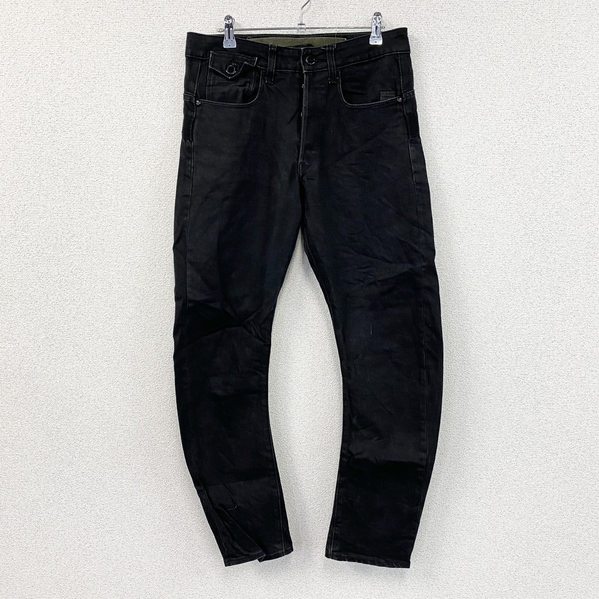 G-STAR RAW　ジースターロゥ　MT TYPE C 3D TAPERED　ブラックデニムパンツ/ジーンズ　ボタンフライ　黒　ブラック　W30サイズ　古着