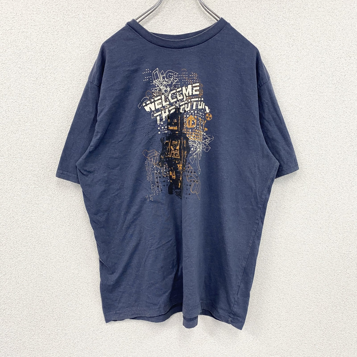 cedar wooa state　半袖プリントTシャツ　ロボット　紺　ネイビー　XLサイズ　古着