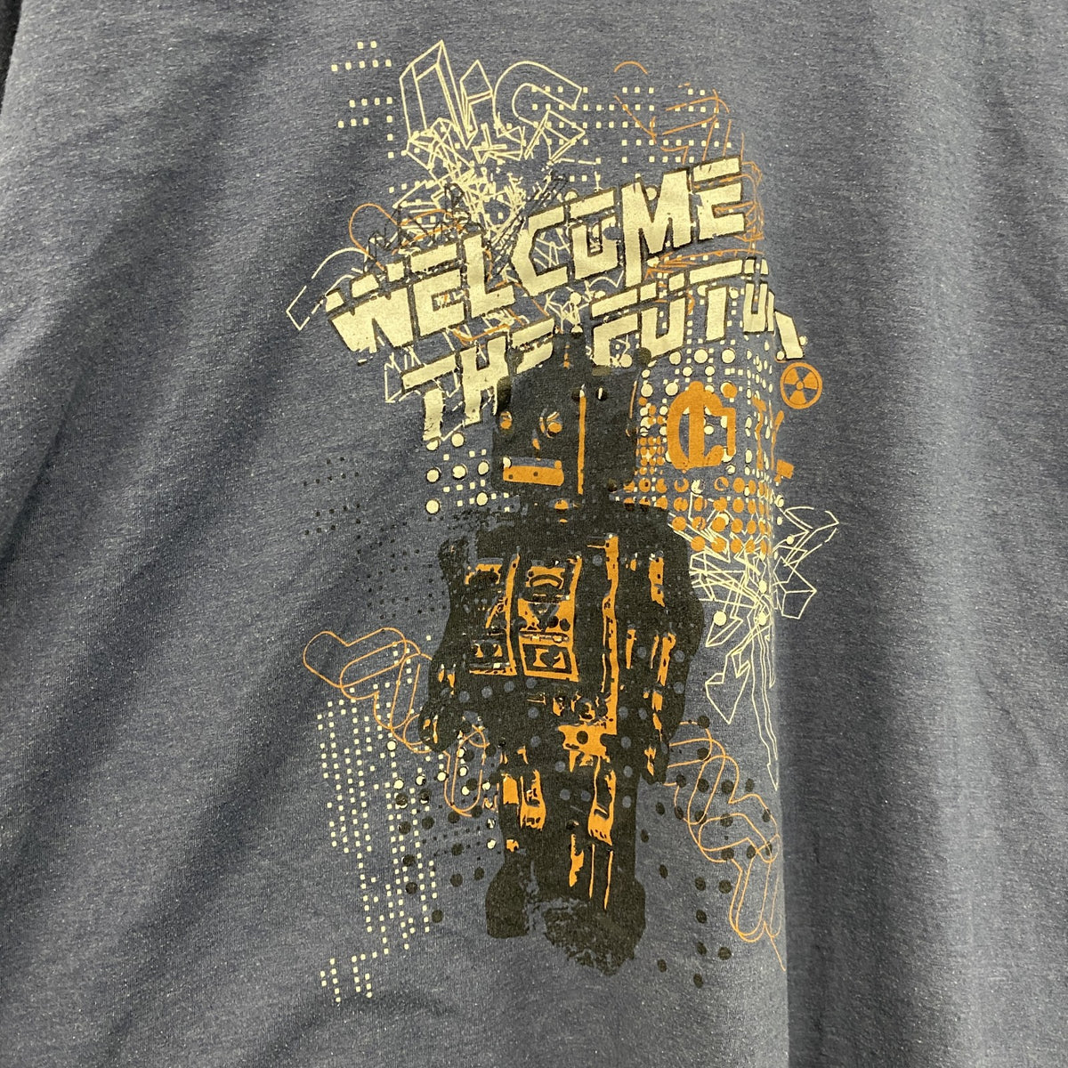 cedar wooa state　半袖プリントTシャツ　ロボット　紺　ネイビー　XLサイズ　古着