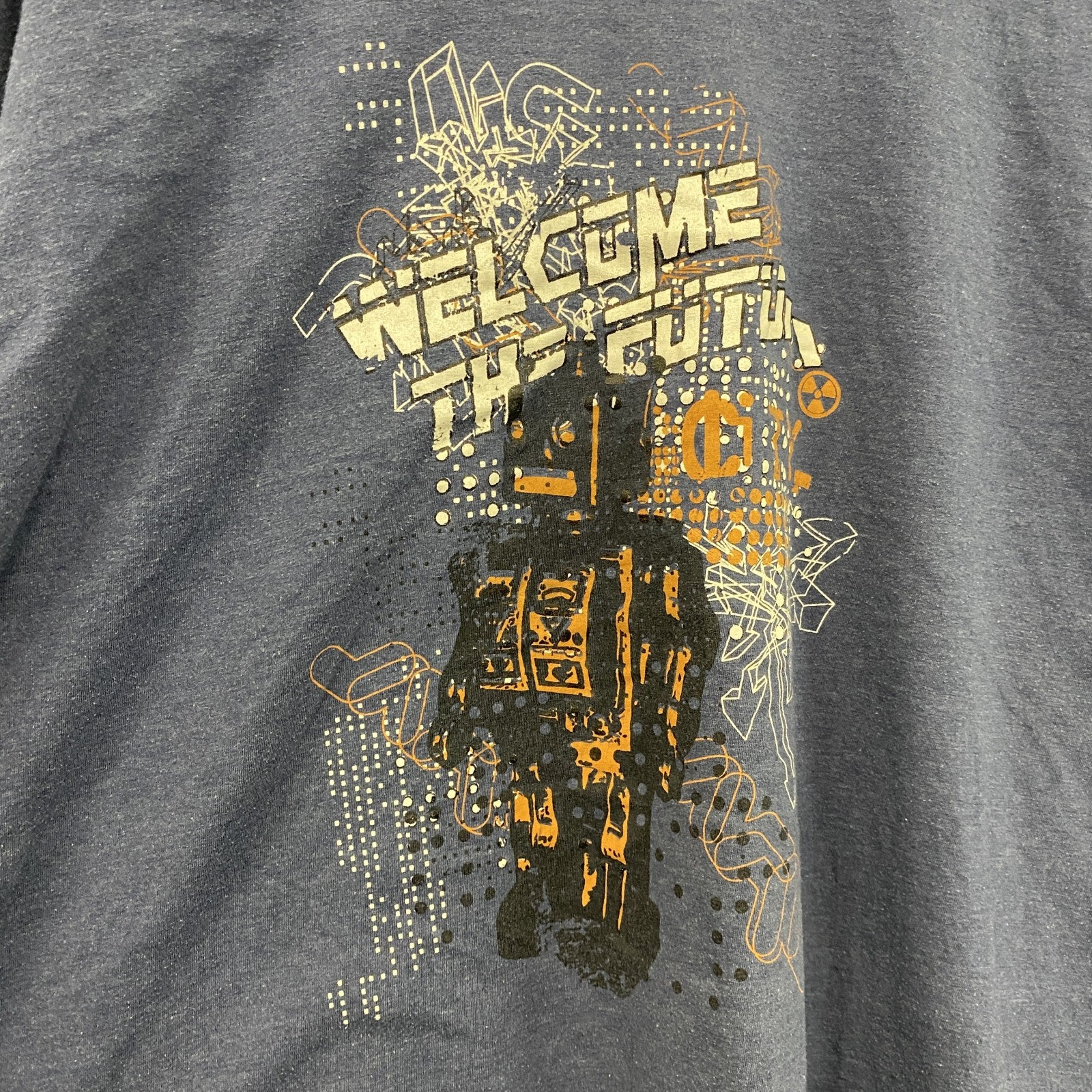 cedar wooa state　半袖プリントTシャツ　ロボット　紺　ネイビー　XLサイズ　古着
