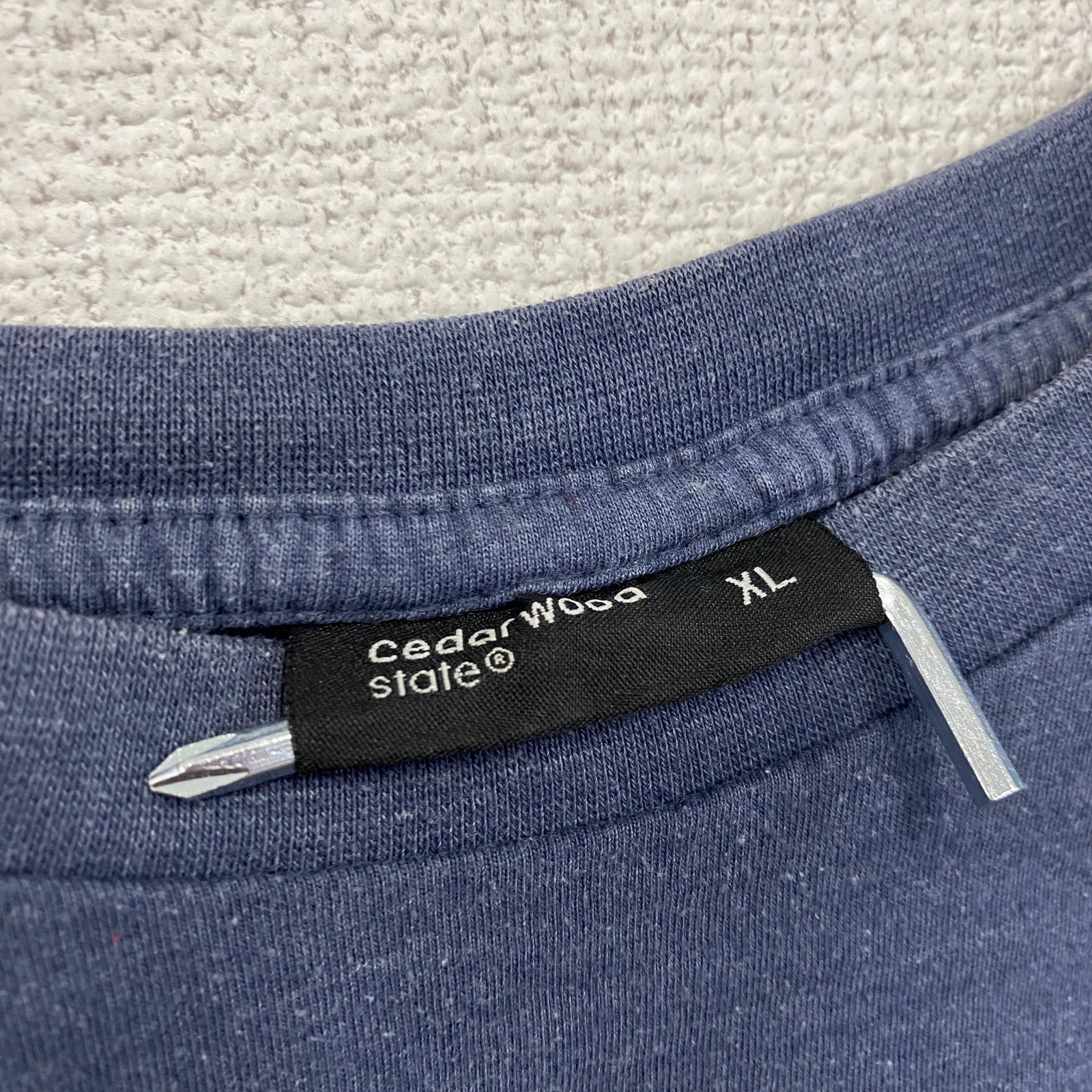 cedar wooa state　半袖プリントTシャツ　ロボット　紺　ネイビー　XLサイズ　古着