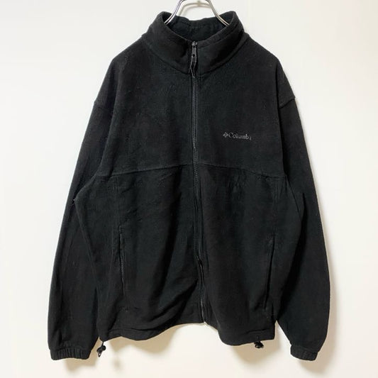 古着 used　Columbia コロンビア　長袖フリースジャケット　ジップアップアウター　ハイネック　黒　ブラック　XLサイズ　