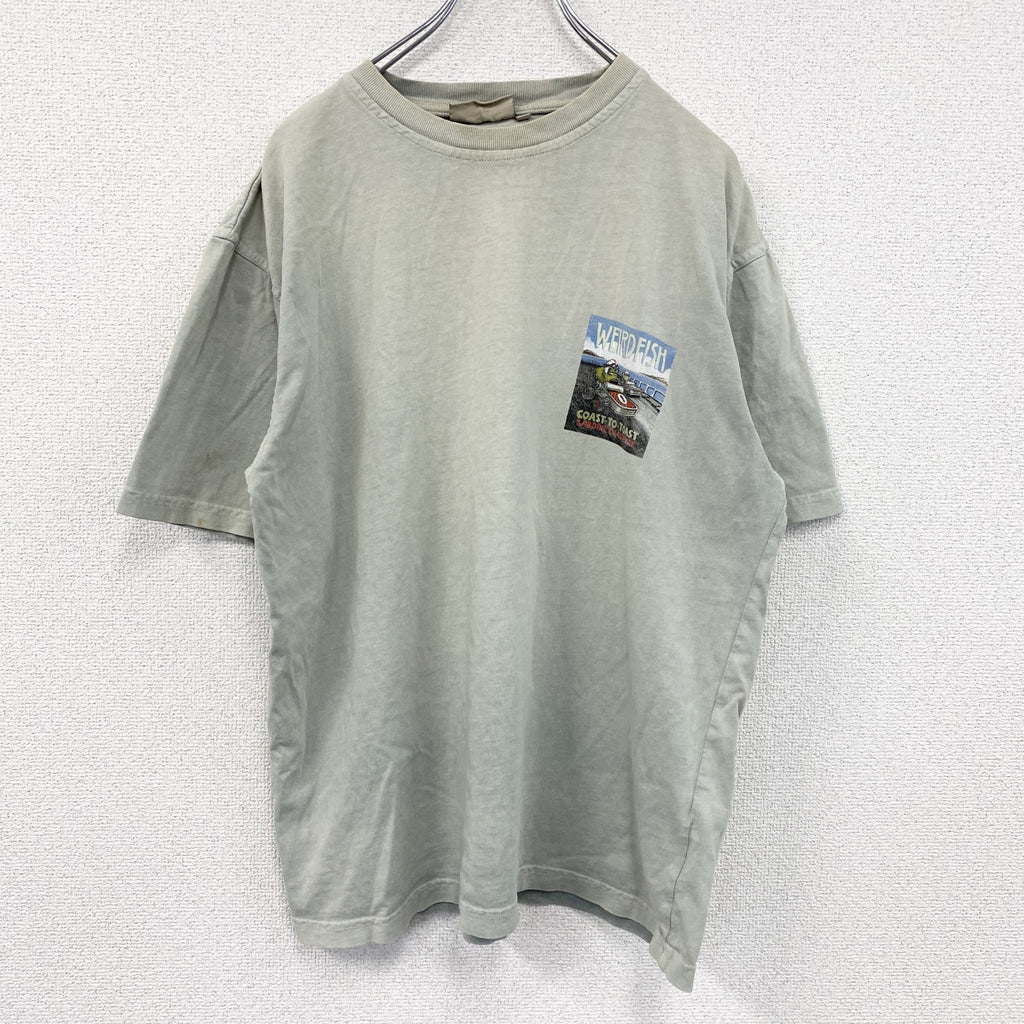 Weird fish　半袖プリントTシャツ　ミントグレー　Mサイズ　古着
