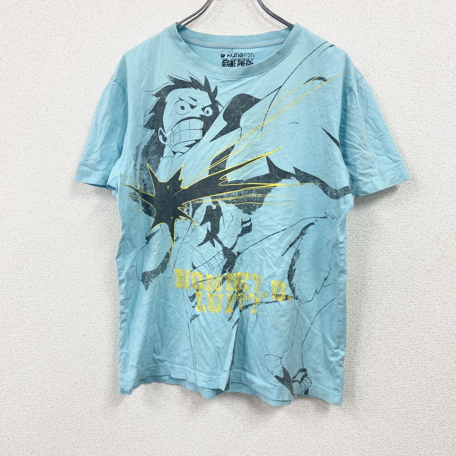 ONE PICE　ワンピース　モンキーDルフィ　半袖Tシャツ　アニメT　キャラクターT　水色　ブルー　XLサイズ　古着