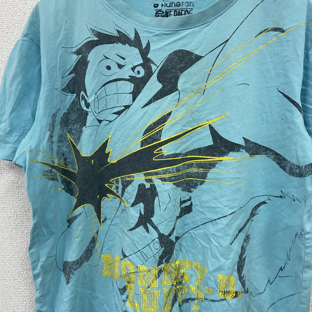 ONE PICE　ワンピース　モンキーDルフィ　半袖Tシャツ　アニメT　キャラクターT　水色　ブルー　XLサイズ　古着