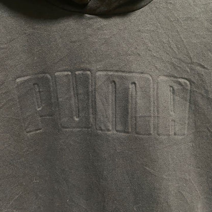 古着 used　PUMA　プーマ　長袖ロゴ立体パーカー　スウェットプルオーバー　黒　ブラック　秋冬服　ビッグシルエット　XLサイズ