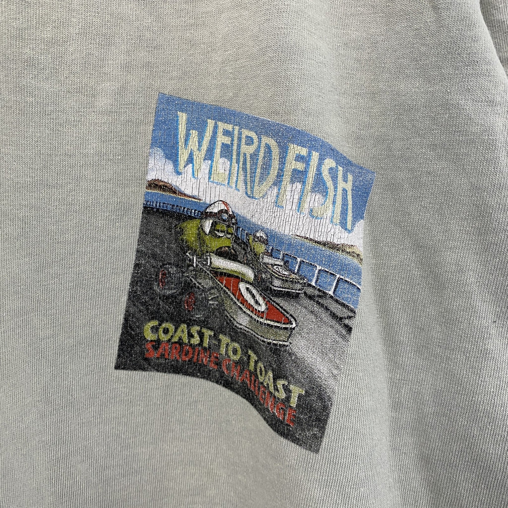 Weird fish　半袖プリントTシャツ　ミントグレー　Mサイズ　古着