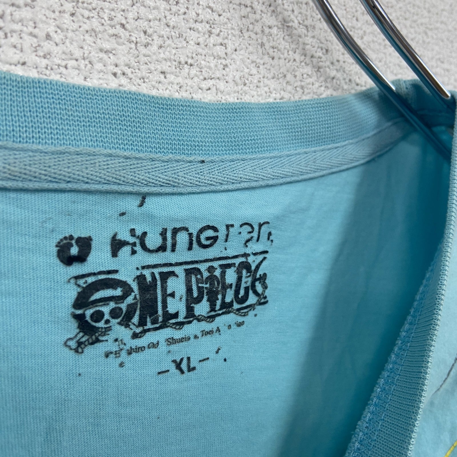 ONE PICE　ワンピース　モンキーDルフィ　半袖Tシャツ　アニメT　キャラクターT　水色　ブルー　XLサイズ　古着