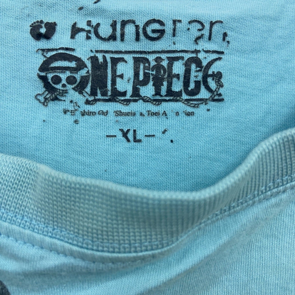 ONE PICE　ワンピース　モンキーDルフィ　半袖Tシャツ　アニメT　キャラクターT　水色　ブルー　XLサイズ　古着