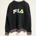 FILA　フィラ　スウェット/トレーナー　デカロゴ　リブライン　黒　ブラック　Mサイズ　古着