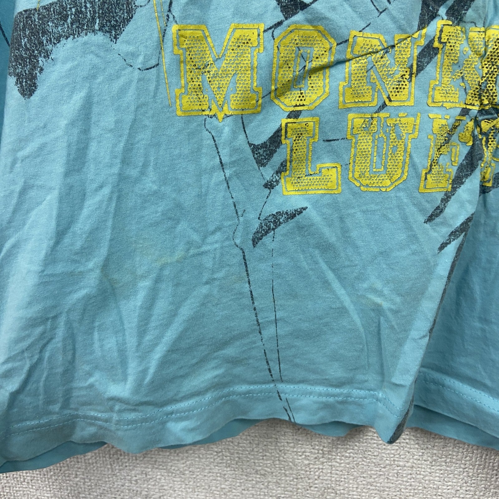 ONE PICE　ワンピース　モンキーDルフィ　半袖Tシャツ　アニメT　キャラクターT　水色　ブルー　XLサイズ　古着