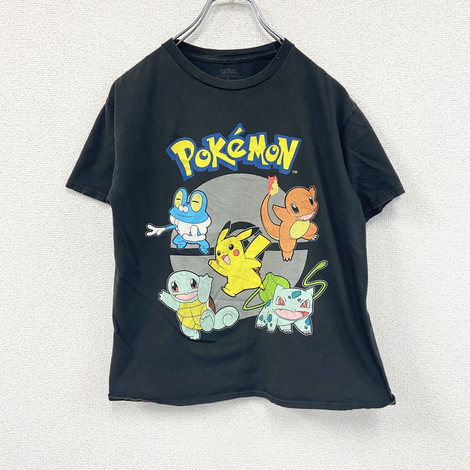 POKEMON　ポケモン　半袖プリントTシャツ　アニメT　キャラクターT　黒　ブラック　Lサイズ　古着
