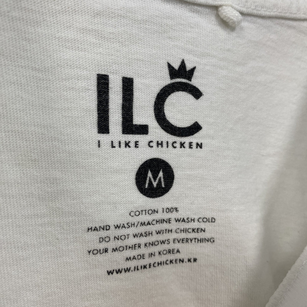 ILC　I LIKE CHICKEN　ミレーの落穂拾い　半袖Tシャツ　パロディT　アートT　白　ホワイト　Mサイズ　古着