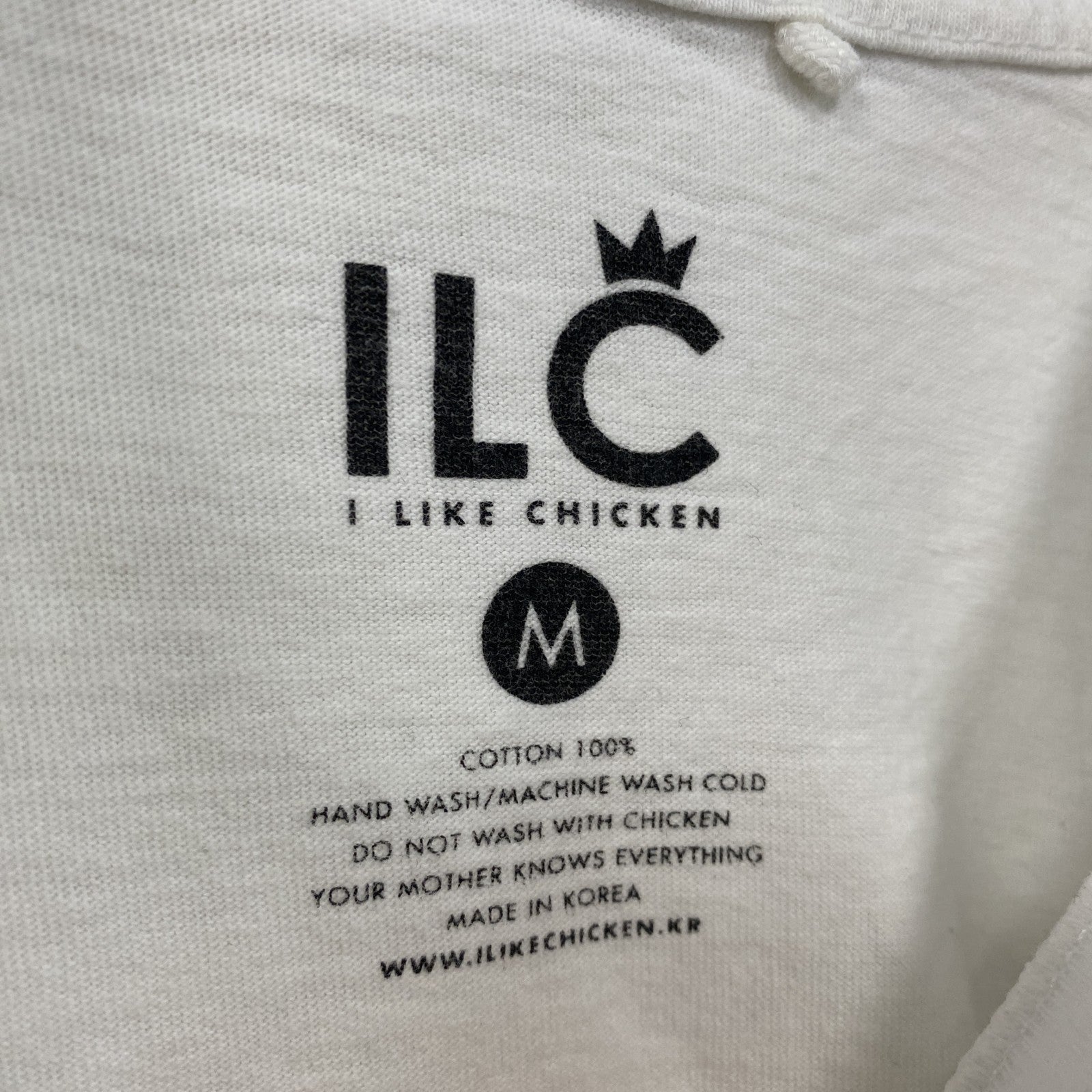 ILC　I LIKE CHICKEN　ミレーの落穂拾い　半袖Tシャツ　パロディT　アートT　白　ホワイト　Mサイズ　古着