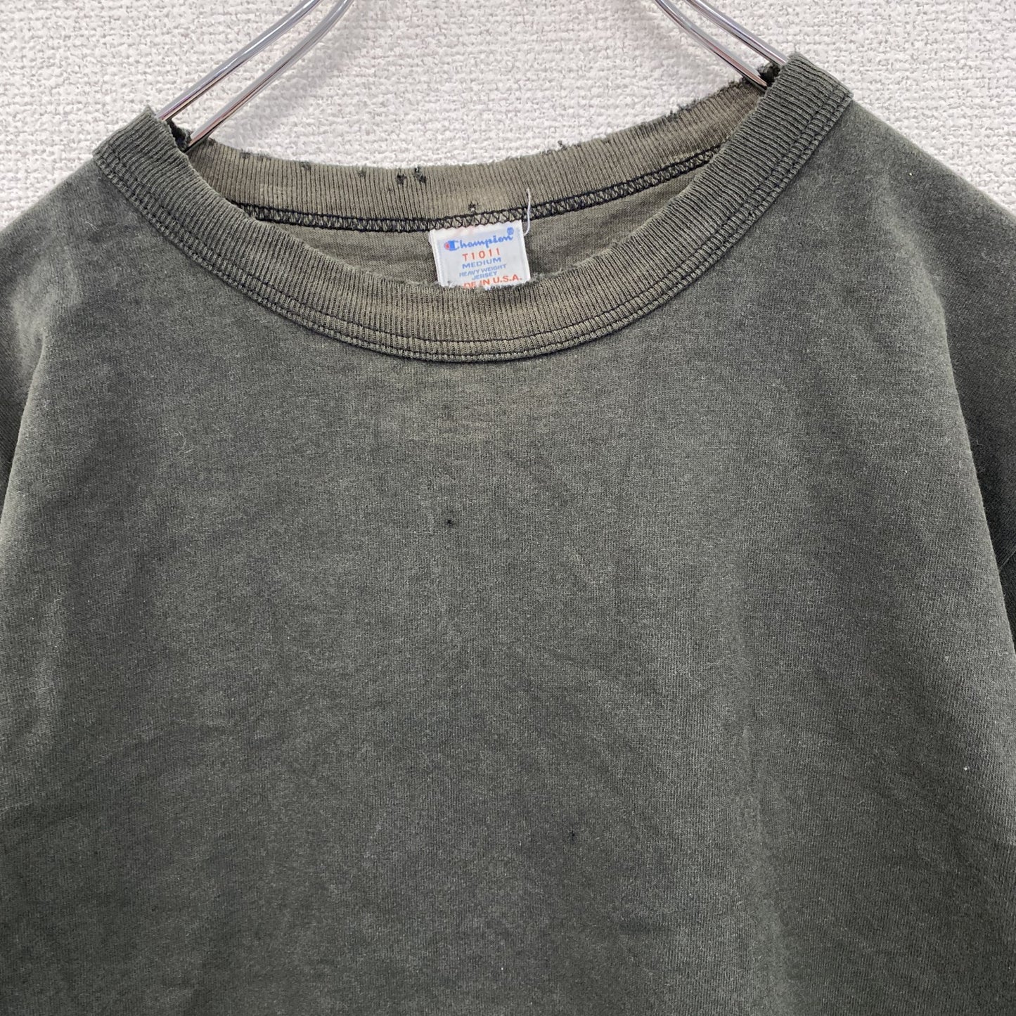 90s　Champion　チャンピオン　半袖Tシャツ　ヘビーウェイト　フェード　目無し　黒　ブラック　Mサイズ　