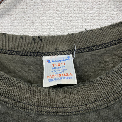 90s　Champion　チャンピオン　半袖Tシャツ　ヘビーウェイト　フェード　目無し　黒　ブラック　Mサイズ　