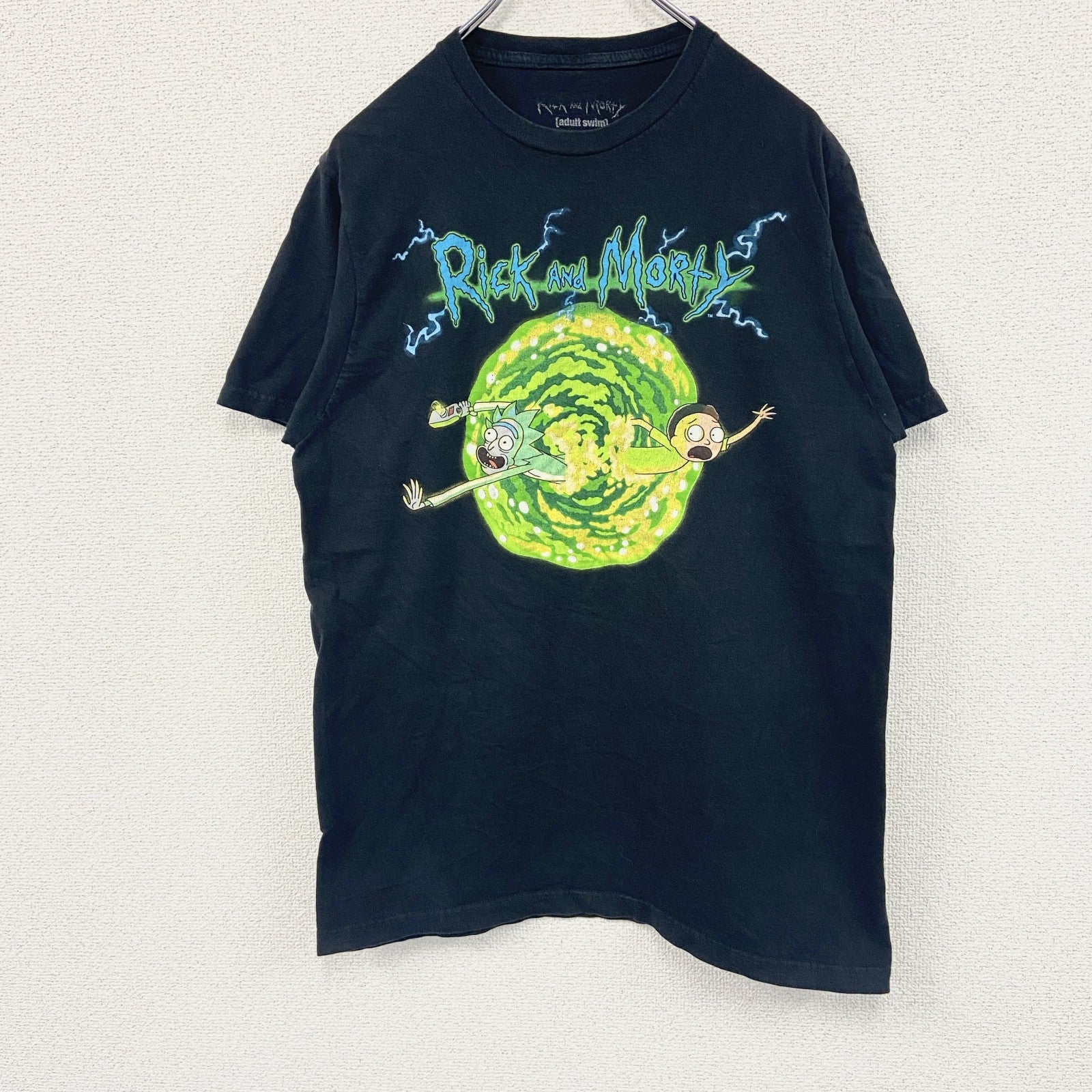 Rick and Morty　リック・アンド・モーティ　半袖プリントTシャツ　アニメT　黒　ブラック　Lサイズ　古着
