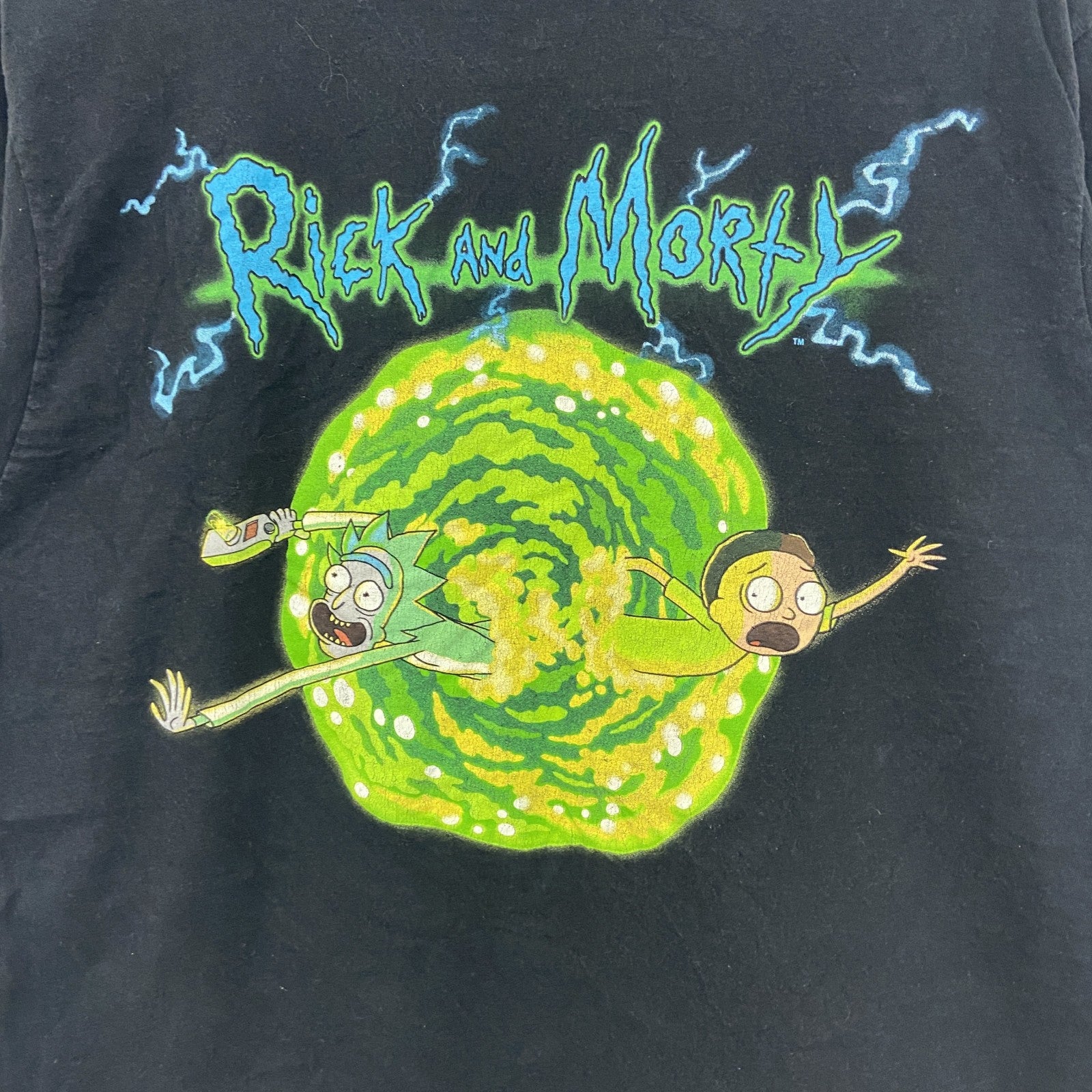 Rick and Morty　リック・アンド・モーティ　半袖プリントTシャツ　アニメT　黒　ブラック　Lサイズ　古着