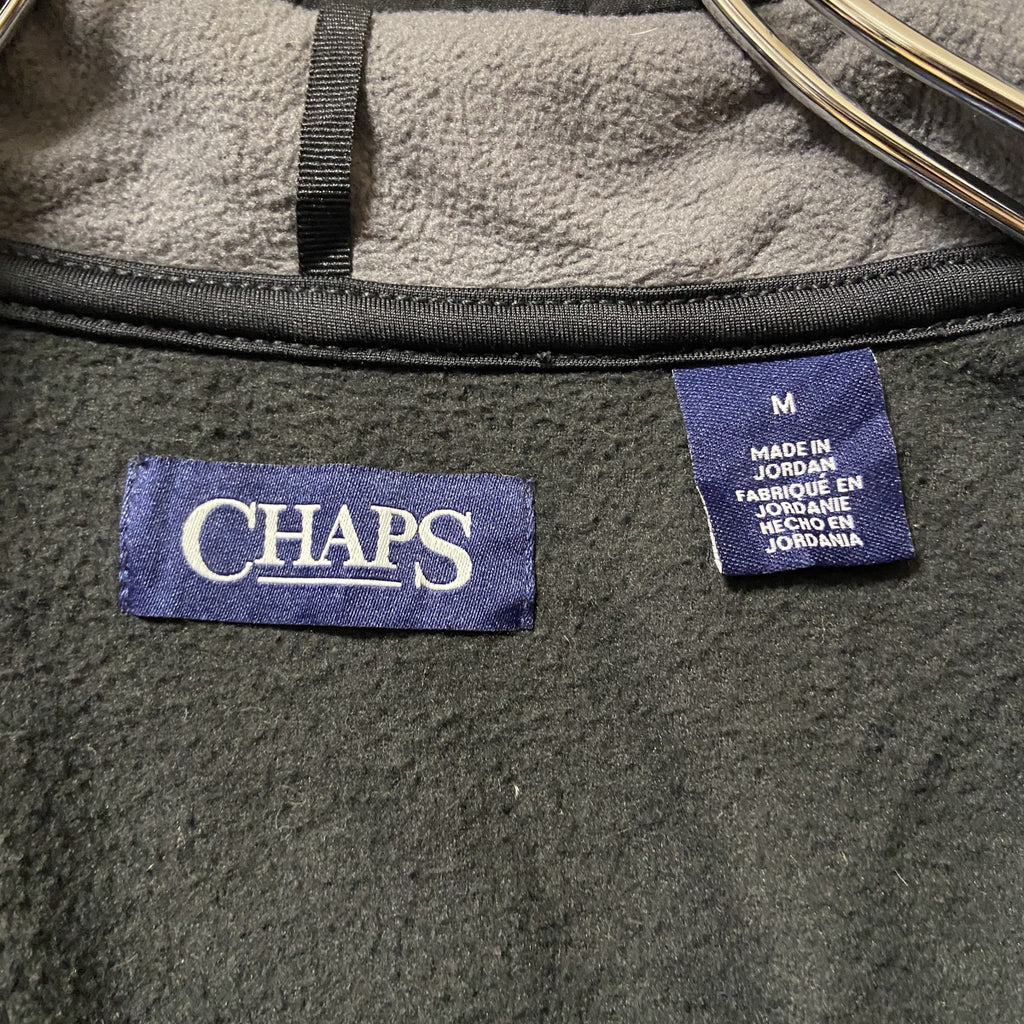 CHAPS　チャップス　異素材切替ハイネックニットベスト　ワンポイント刺繍　シンプル　黒　ブラック　Mサイズ　古着