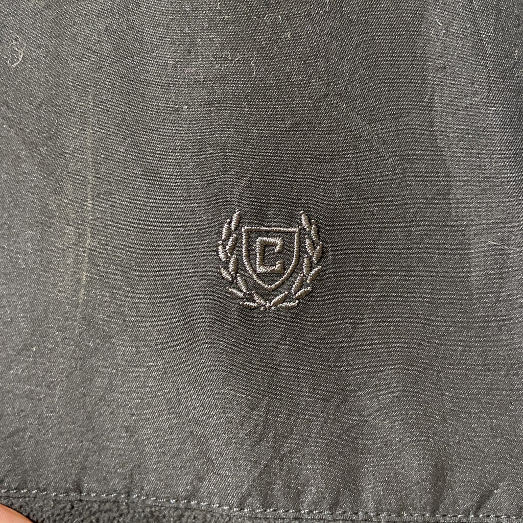 CHAPS　チャップス　異素材切替ハイネックニットベスト　ワンポイント刺繍　シンプル　黒　ブラック　Mサイズ　古着