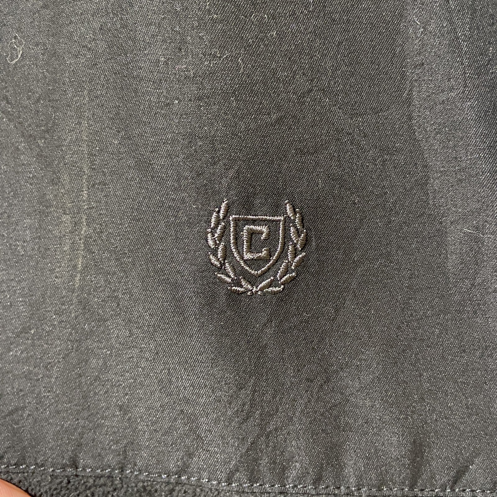CHAPS　チャップス　異素材切替ハイネックニットベスト　ワンポイント刺繍　シンプル　黒　ブラック　Mサイズ　古着