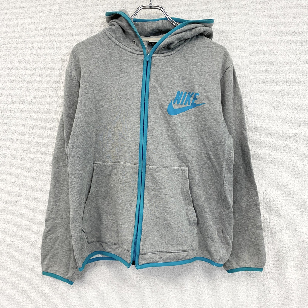 NIKE　ナイキ　フルジップスウェットパーカー/フーディー　スウッシュ　灰色　グレー　Lサイズ　古着