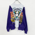 90s　Hanes　ヘインズ　NHL　ANAHIEIM　スウェット/トレーナー　リメイク　霜降りグレー　パープル　Mサイズ　　ヴィンテージ　古着
