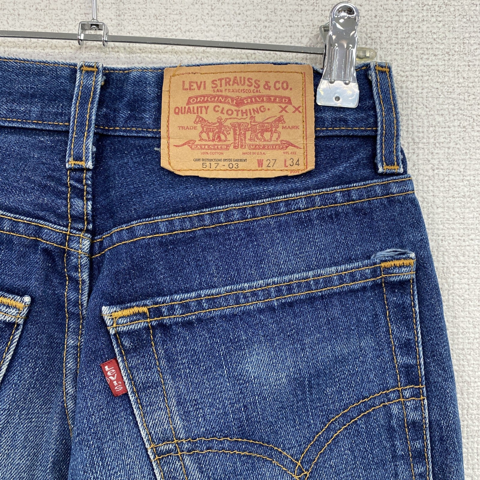 ～90s　Levi’s　リーバイス　517　デニムパンツ/ジーンズ　ブーツカット　ヒゲ　インディゴ　W27サイズ　　ヴィンテージ　古着