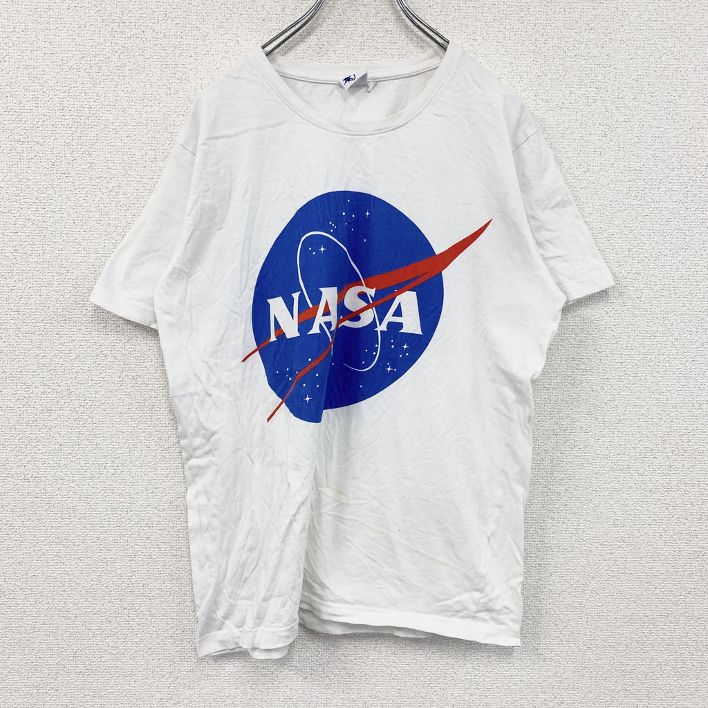 NASA　ナサ　半袖プリントTシャツ　白　ホワイト　ブラック　Mサイズ　古着
