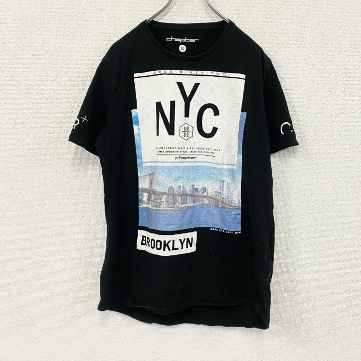 chapter　半袖プリントフォトTシャツ　NEW YORK　BROOKLYN　黒　ブラック　XLサイズ　古着