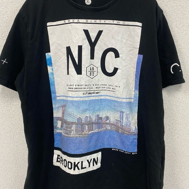 chapter　半袖プリントフォトTシャツ　NEW YORK　BROOKLYN　黒　ブラック　XLサイズ　古着