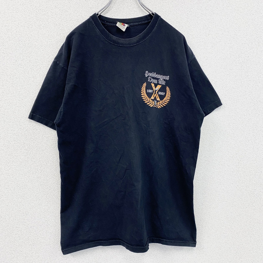 FRUIT OF THE LOOM　フルーツオブザルーム　半袖プリントTシャツ　紺　ネイビー　Lサイズ　古着