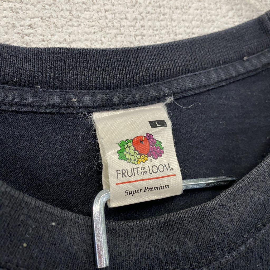 FRUIT OF THE LOOM　フルーツオブザルーム　半袖プリントTシャツ　紺　ネイビー　Lサイズ　古着